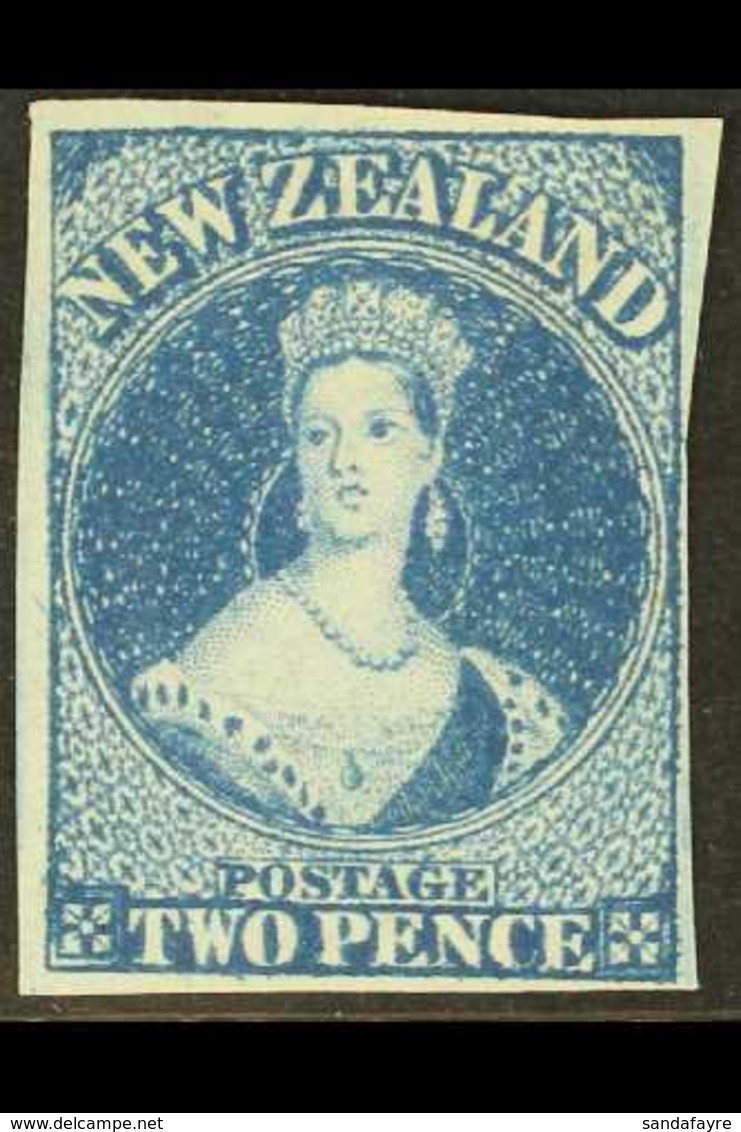 1862-64 2d Deep Blue Plate I Chalon Imperf, SG 36, Very Fine Unused No Gum, Four Clear To Large Margins, Lovely Fresh Co - Other & Unclassified