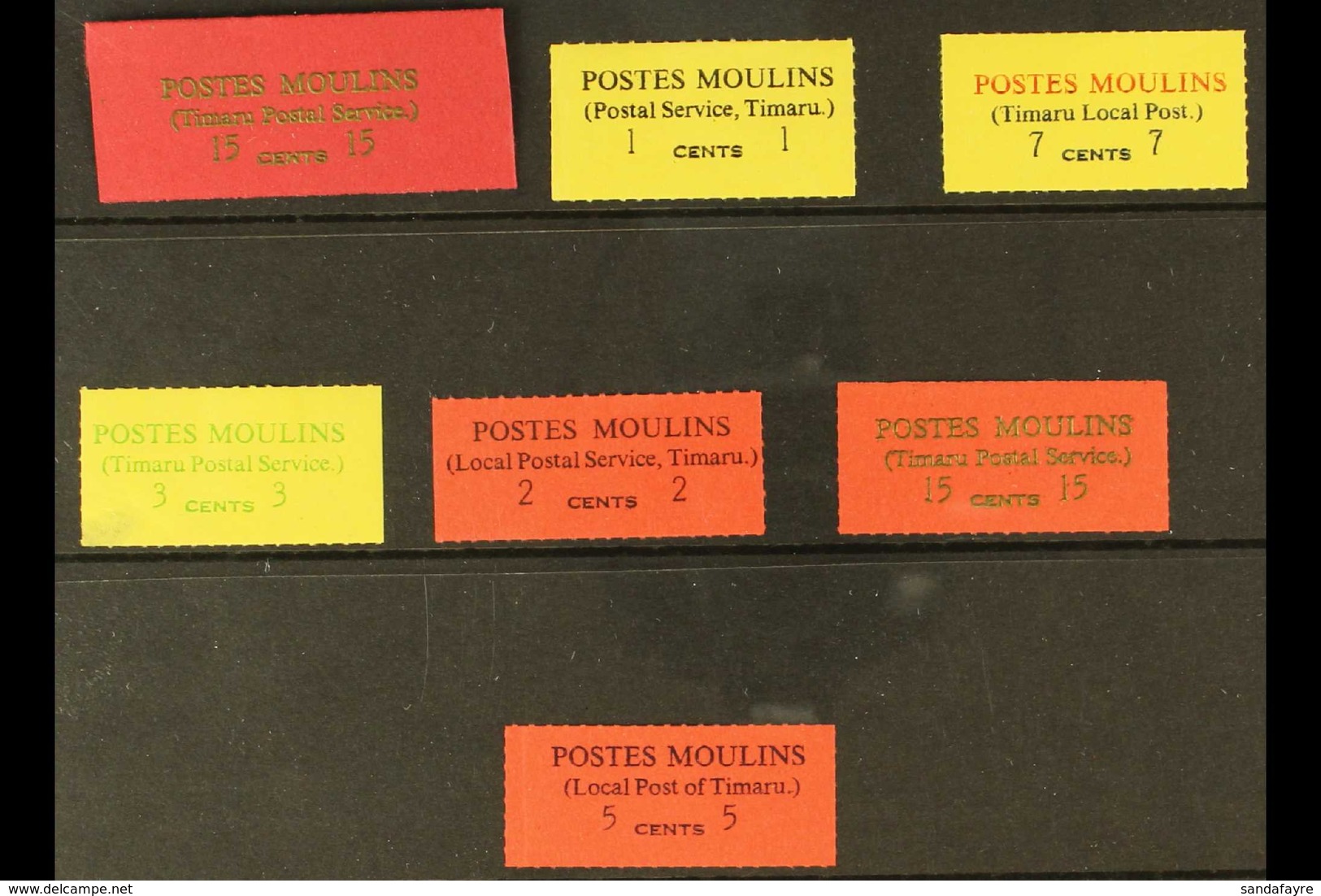 TIMARU LOCAL BICYCLE POST POSTES MOULINS 1968-1969 All Different Local Stamps On A Stock Cards, Mint, Mostly Fine Condit - Other & Unclassified