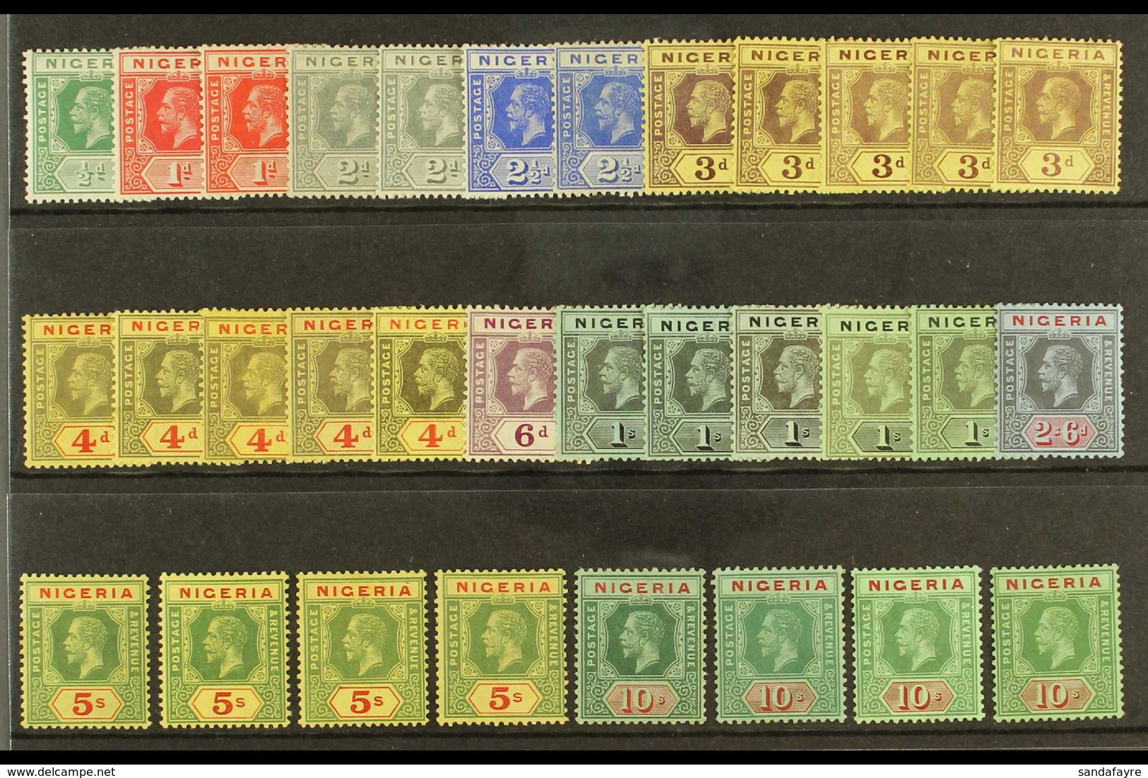 1914-29 Geo V, Mult Crown CA,  Set To 10s (SG 1/11d) With Most Of The Additional SG Listed Shades, Includes All Stamps / - Nigeria (...-1960)