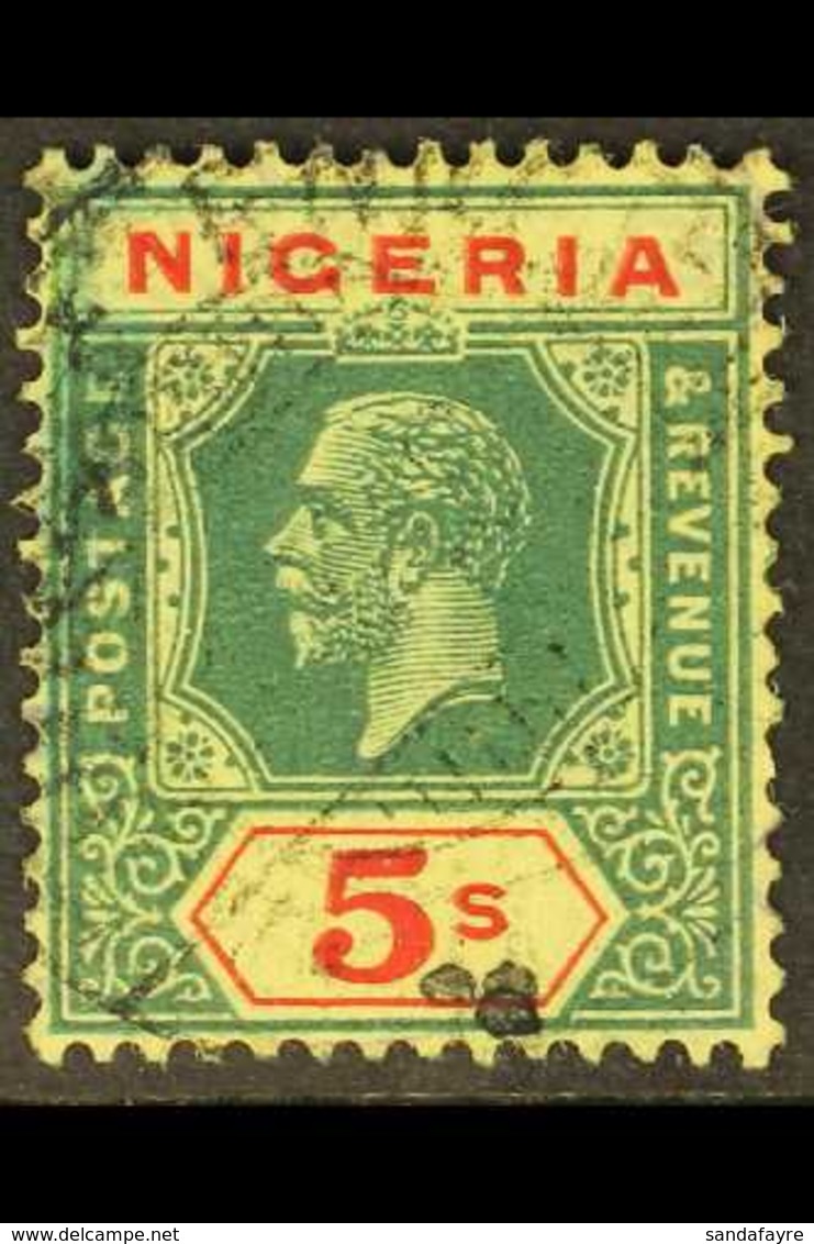 1921-32 5s Green & Red/pale Yellow - Die II, SG 28, Fine Used For More Images, Please Visit Http://www.sandafayre.com/it - Nigeria (...-1960)