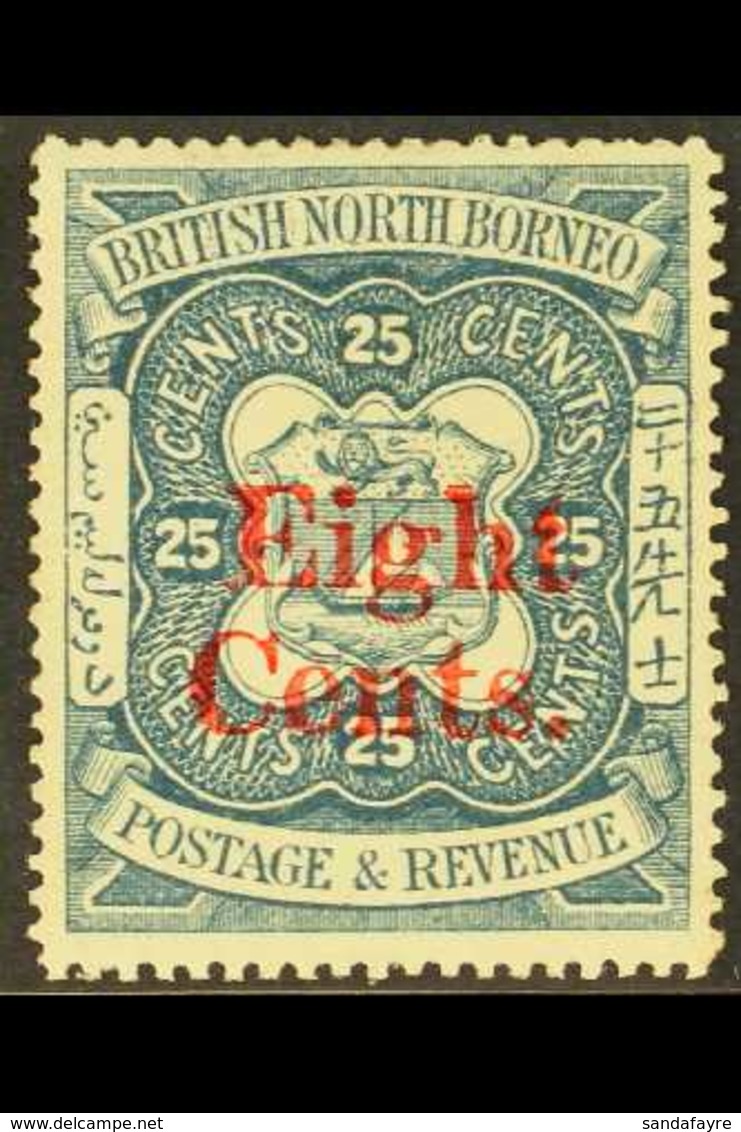 1890 Eight Cents On 25c Indigo, SG 52, Mint Lightly Toned For More Images, Please Visit Http://www.sandafayre.com/itemde - North Borneo (...-1963)