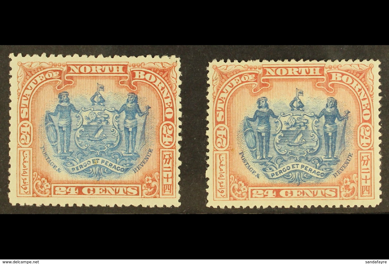 1897 CORRECTED INSCRIPTIONS 24c Perf 13½-14, SG 111, Plus 24c Perf 14½-15, SG 111b, Fine Mint. (2 Stamps) For More Image - North Borneo (...-1963)