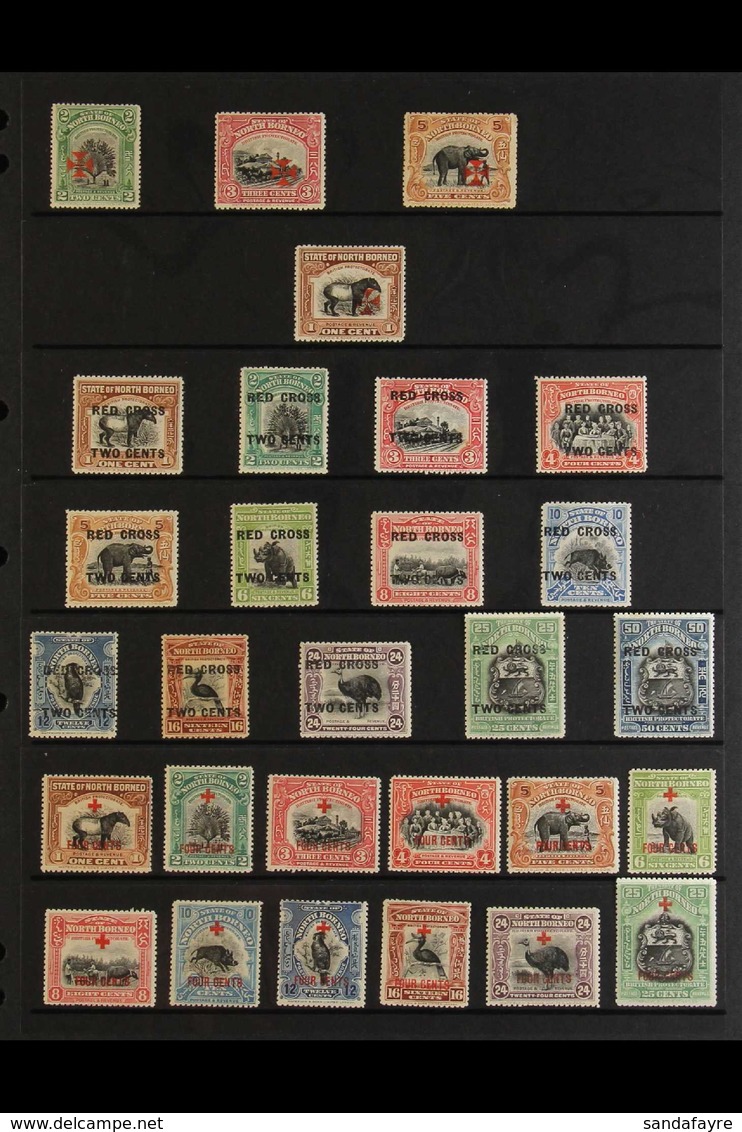 1916-18 MINT RED CROSS COLLECTION Presented On A Stock Page That Includes 1916 Cross In Vermillion 2c, 3c & 5c, Cross In - North Borneo (...-1963)