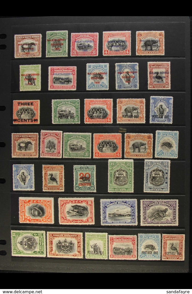 1918-38 MINT COLLECTION Presented On A Stock Page. Includes 1922 Malaya Borneo Exhibition Basic Set To 16c, 1925-28 (per - North Borneo (...-1963)