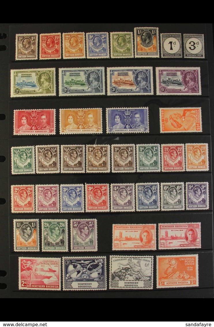 1925-63 FINE MINT COLLECTION. An ALL DIFFERENT Collection Presented On A Pair Of Stock Pages That Includes 1925-29 KGV R - Northern Rhodesia (...-1963)