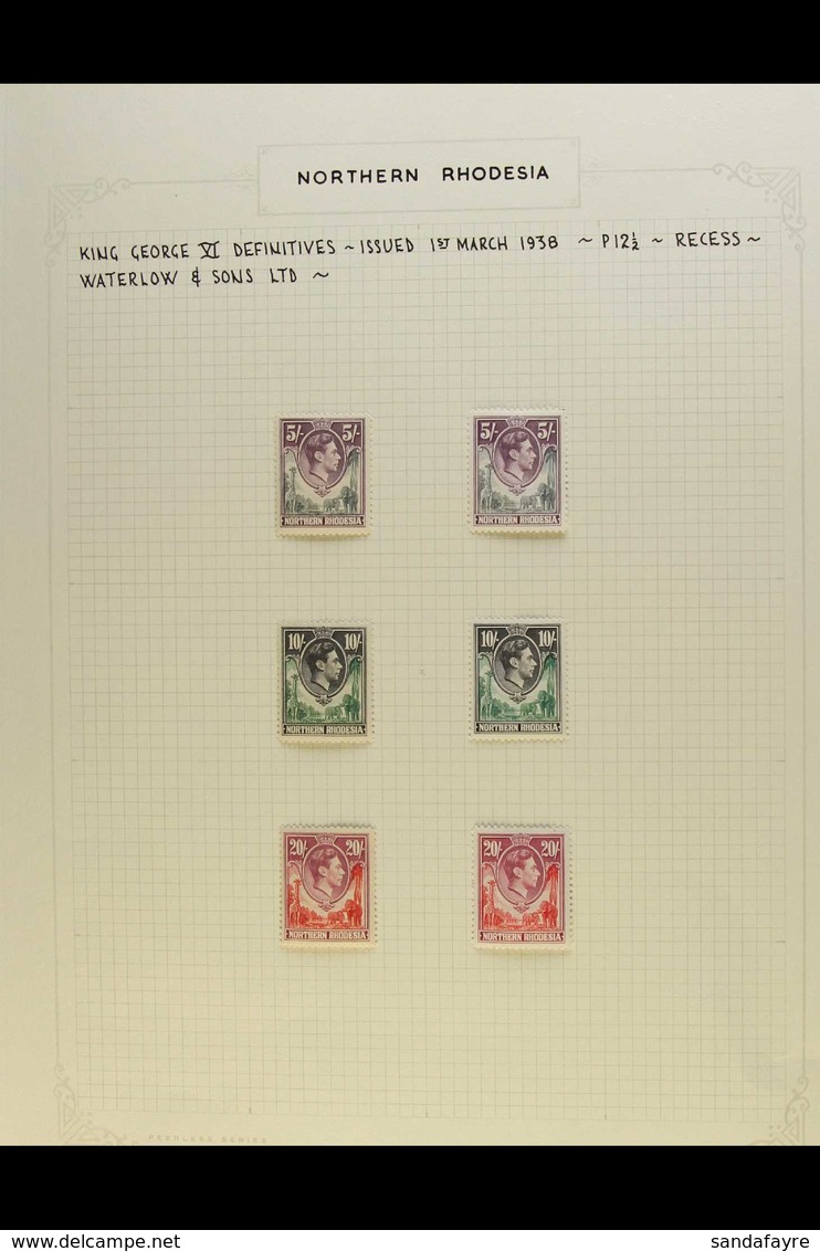 1938 Geo VI Definitives, Superb Mint Collection With Complete Values To 9d, The 1s (3), 2s 6d (3), 3s (3), 5s - 10s (2), - Northern Rhodesia (...-1963)