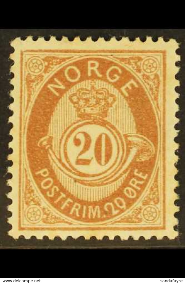 1882 20ore Brown, Posthorn, Johnsen Printing, SG 76, Mint. Couple Light Tone Spots On Gum Otherwise Very Fine. For More  - Other & Unclassified