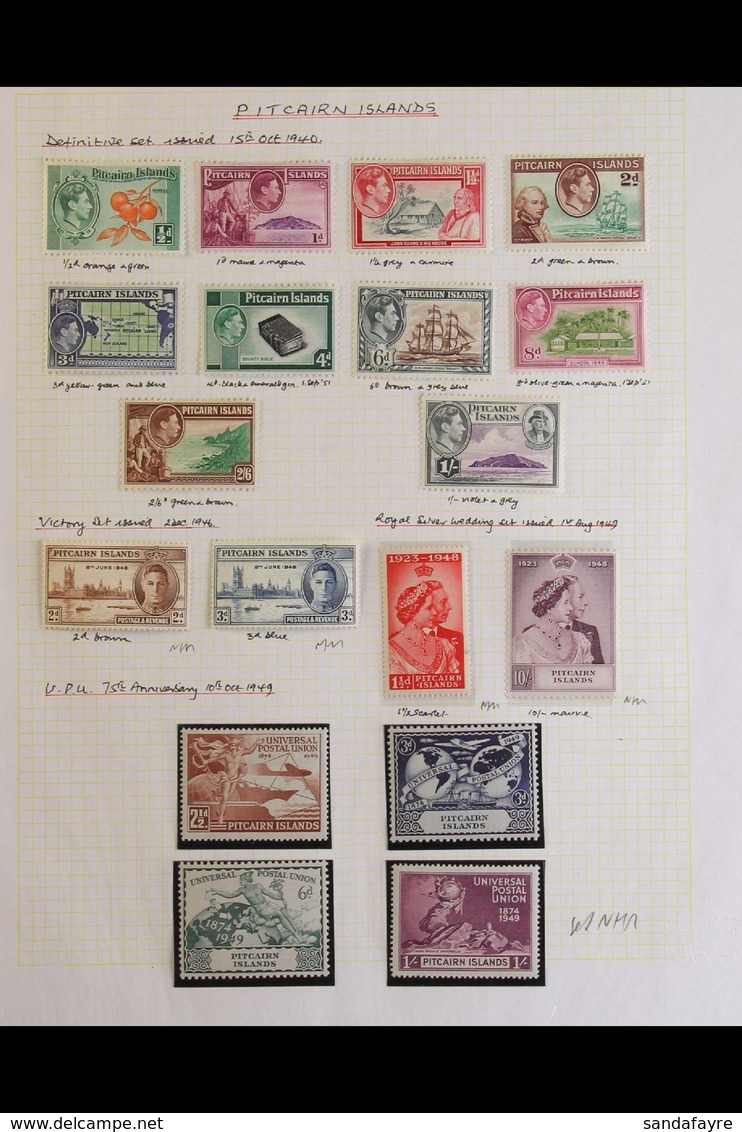 1940-1949 COMPLETE VERY FINE MINT & NHM COLLECTION On A Page, All Different, Includes 1940-51 Pictorials Set, 1949 Weddi - Pitcairninsel
