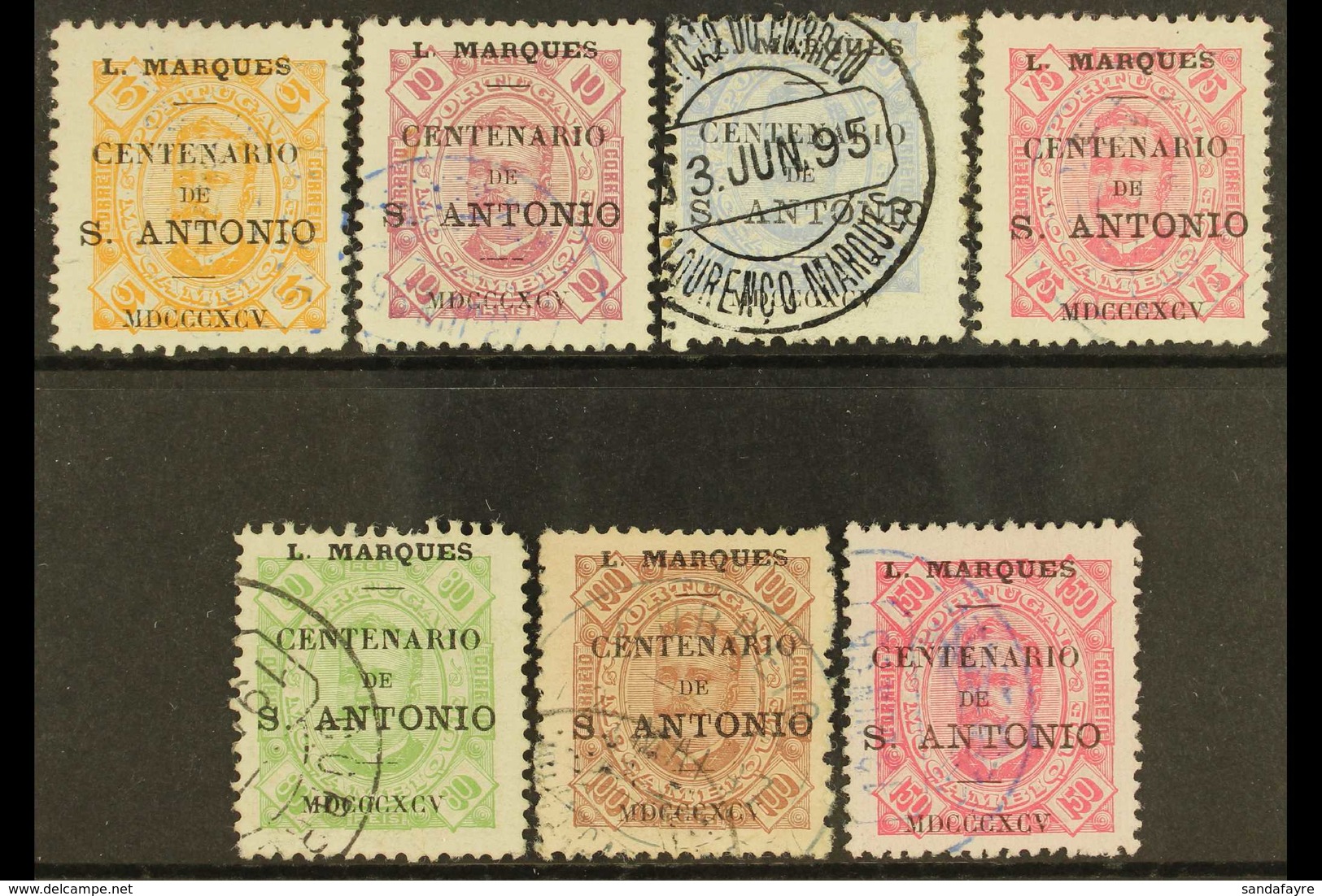 LOURENCO MARQUES 1895 St Anthony Overprints On Carlos Complete Set, Afinsa 24/30, SG 28-35a, Fine Used, Scarce. (7 Stamp - Other & Unclassified