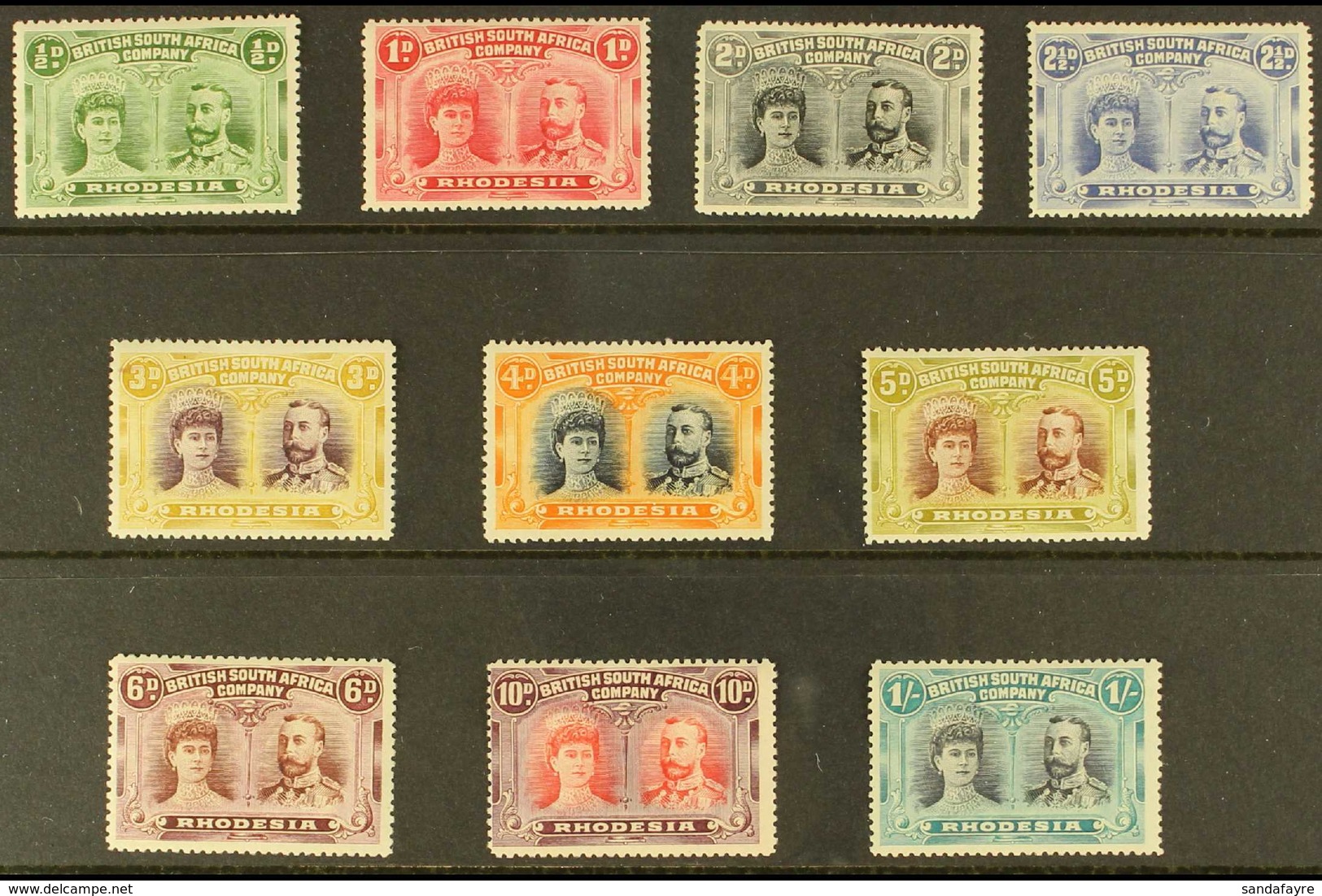1910-13 "Double Heads" Perf 14 Set (one Of Each Value) To 6d, Plus 10d And 1s, Fine Mint.  Fresh And Attractive! (10 Sta - Sonstige & Ohne Zuordnung