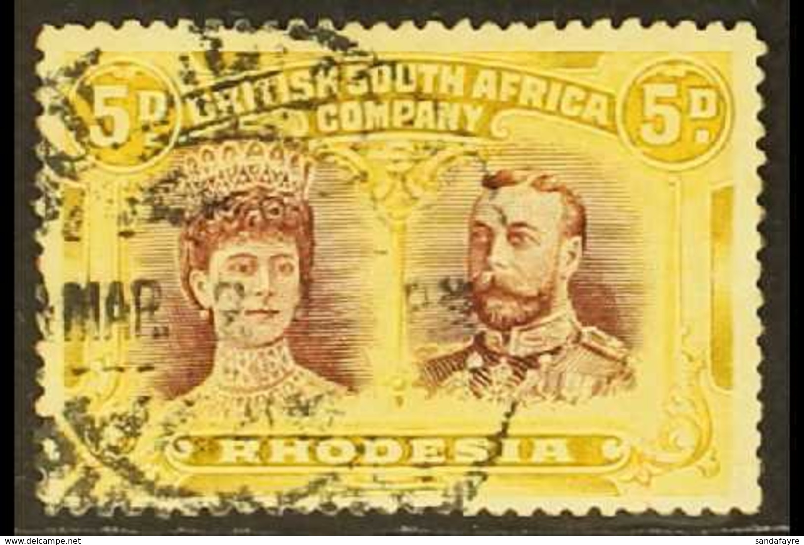 1910-13 5d Purple-brown & Ochre, Error Of Colour, Double Head, SG 141ab, Good To Fine Used, With B.P.A. Certificate. For - Other & Unclassified