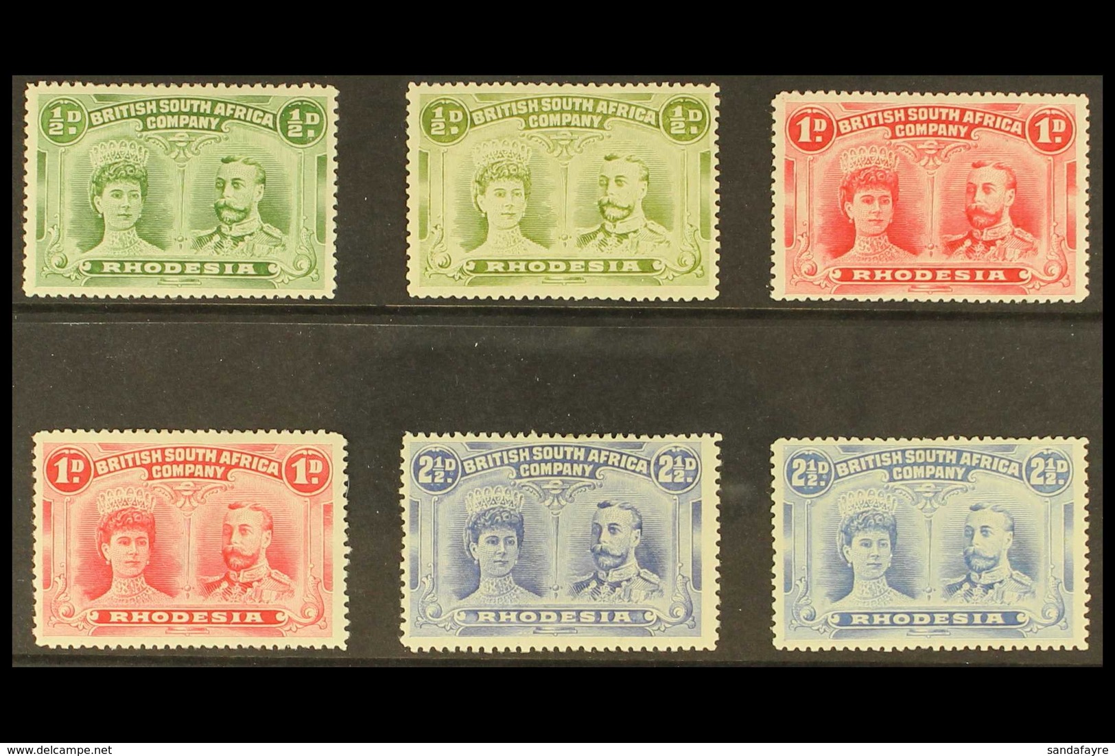 1910-13 Monocolour Double Heads Group, Incl. ½d Yellow-green, Olive-green, 1d Bright Carmine, Rose-red, 2½d Bright Ultra - Autres & Non Classés
