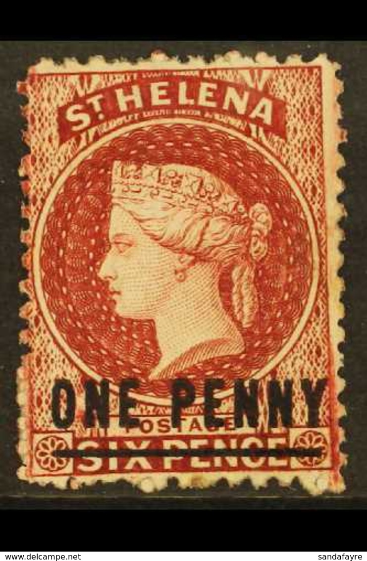 1864-80 1d Lake With Type C Surcharge, Perf 12½, SG 8, Fine Mint. For More Images, Please Visit Http://www.sandafayre.co - St. Helena