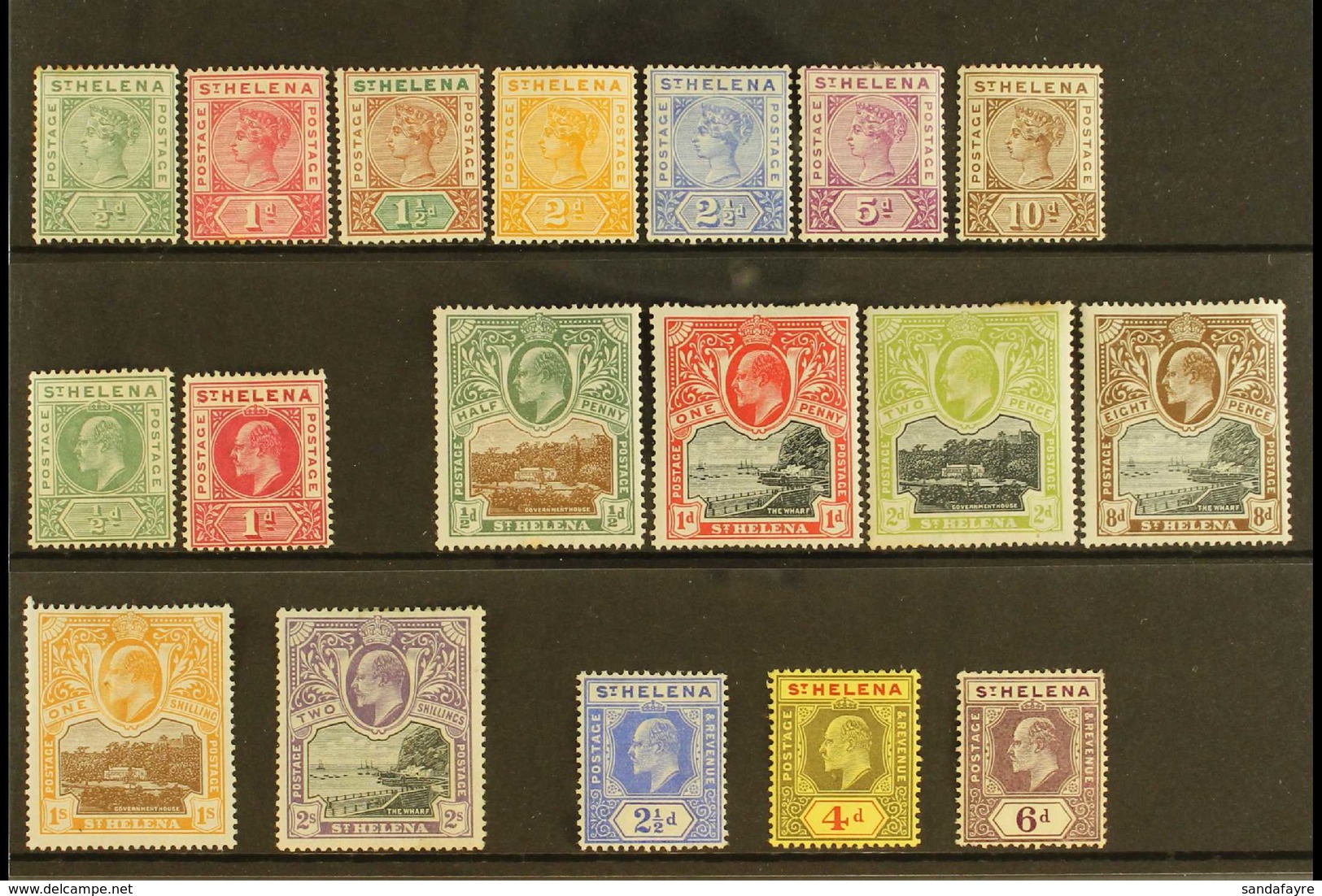 1890-1911 OLD TIME MINT SELECTION Presented On A Stock Card & Includes The 1890-97 "Tablet" Set, 1902 KEVII Set, 1903 KE - Sainte-Hélène