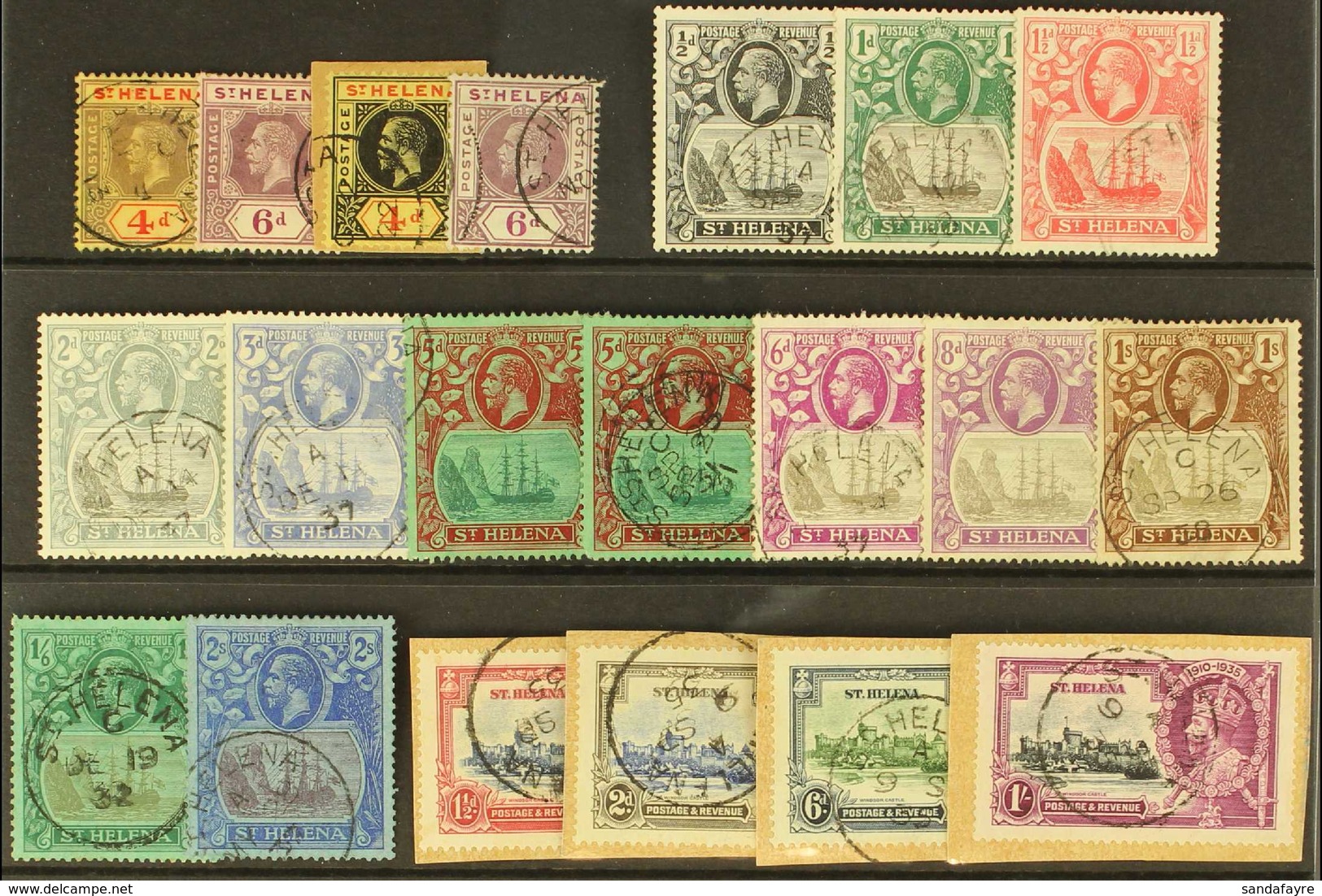 1912-36 USED KGV SELECTION Presented On A Stock Card That Includes 1912 & 1913 Sets, 1922-37 "Badge" Ranges With Most Va - Saint Helena Island