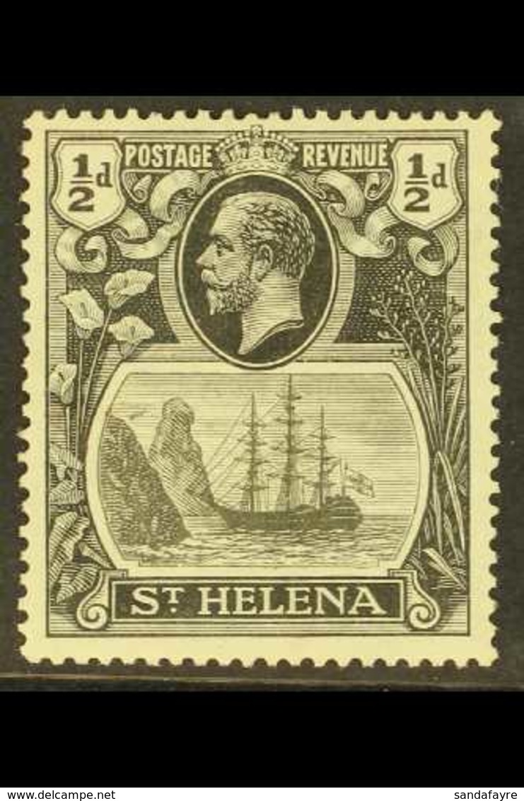 1922-37 ½d Grey-black & Black, Wmk Script CA, BROKEN MAINMAST VARIETY, SG 97ha, Mint. For More Images, Please Visit Http - Saint Helena Island