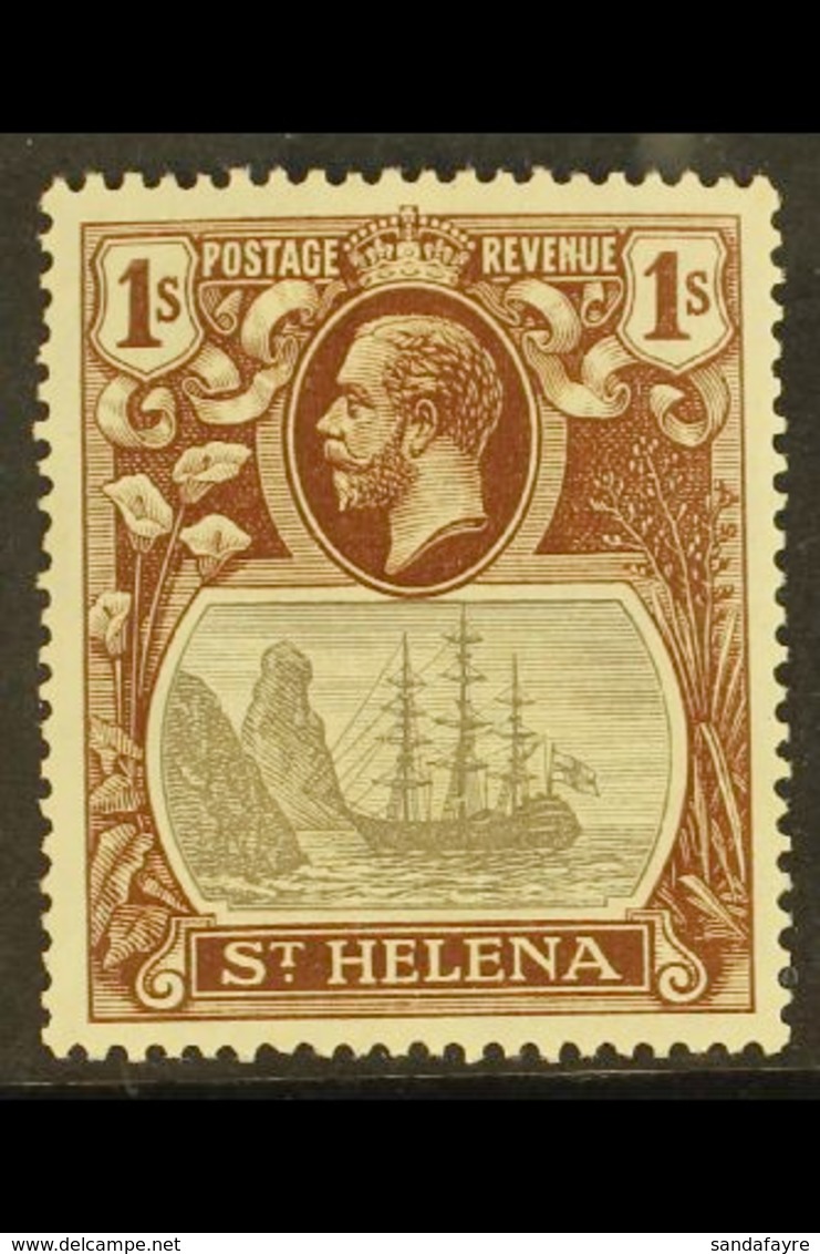 1922-37 1s Grey & Brown, Wmk Script CA, BROKEN MAINMAST VARIETY, SG 106a, Very Fine Mint. For More Images, Please Visit  - Saint Helena Island