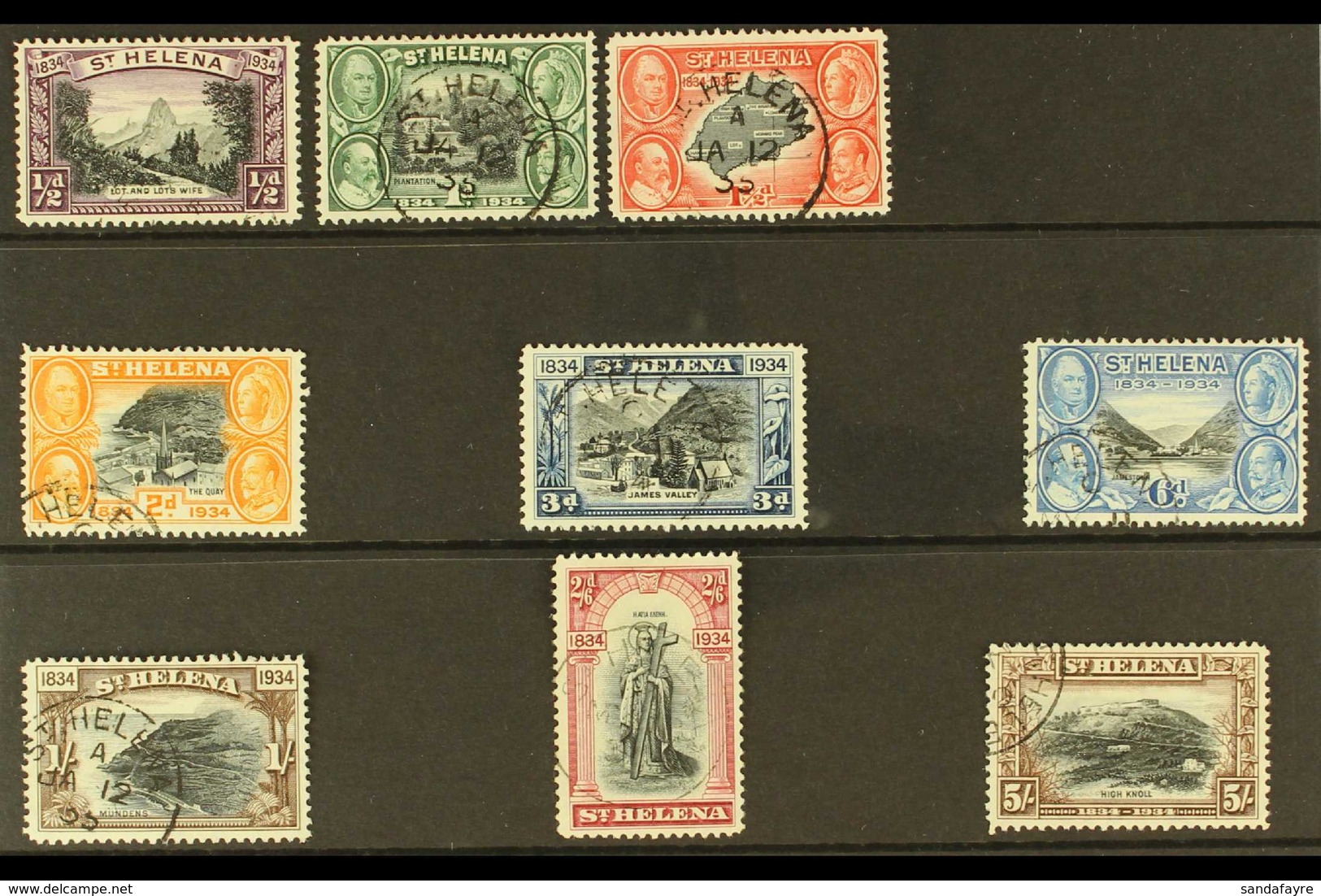 1934 Centenary Set To 5s, SG 114/122, Very Fine Cds Used (9 Stamps) For More Images, Please Visit Http://www.sandafayre. - Saint Helena Island