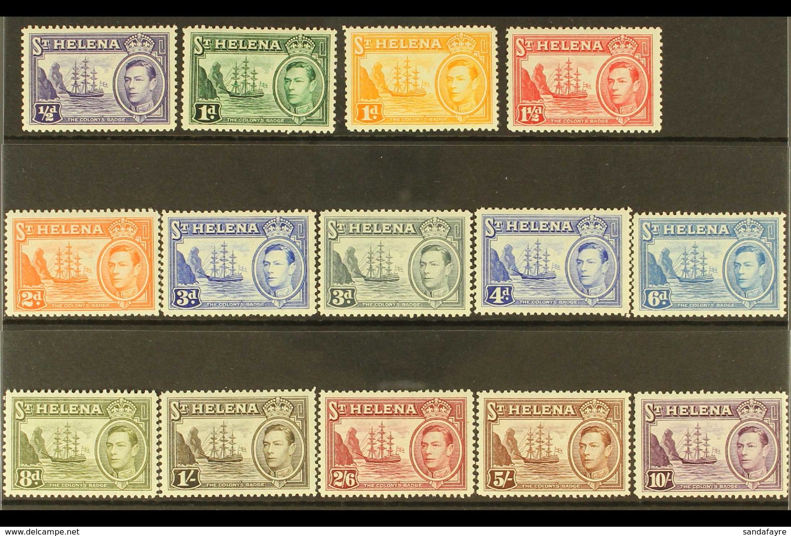 1938-44 "Badge" Definitive Set, SG 131/40, Never Hinged Mint (14 Stamps) For More Images, Please Visit Http://www.sandaf - Saint Helena Island