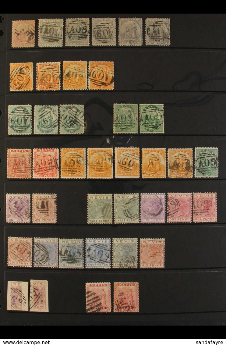 1862-90 VALUABLE USED COLLECTION  incl. 1862 Greyish Paper 4d And 6d (5), 1867-76 Recess 4d Shades (4) And 1s Shades (5, - St.Cristopher-Nevis & Anguilla (...-1980)