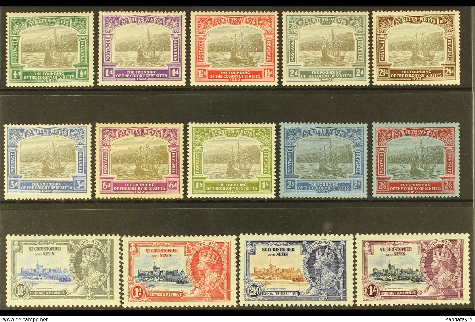 1923-37 MINT SELECTION Presented On A Stock Card That Includes The 1923 Tercentenary Set To 2s6d & 1935 Jubilee Set For  - St.Kitts And Nevis ( 1983-...)