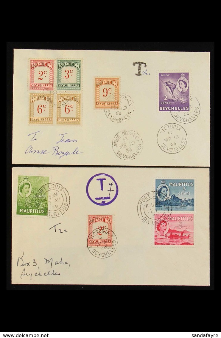 POSTAGE DUE COVERS 1959 Cover To Mahe Taxed With Single 2c Due, Tied By "Victoria" C.d.s., 1966 Cover Bearing 2c, 3c, 6c - Seychelles (...-1976)