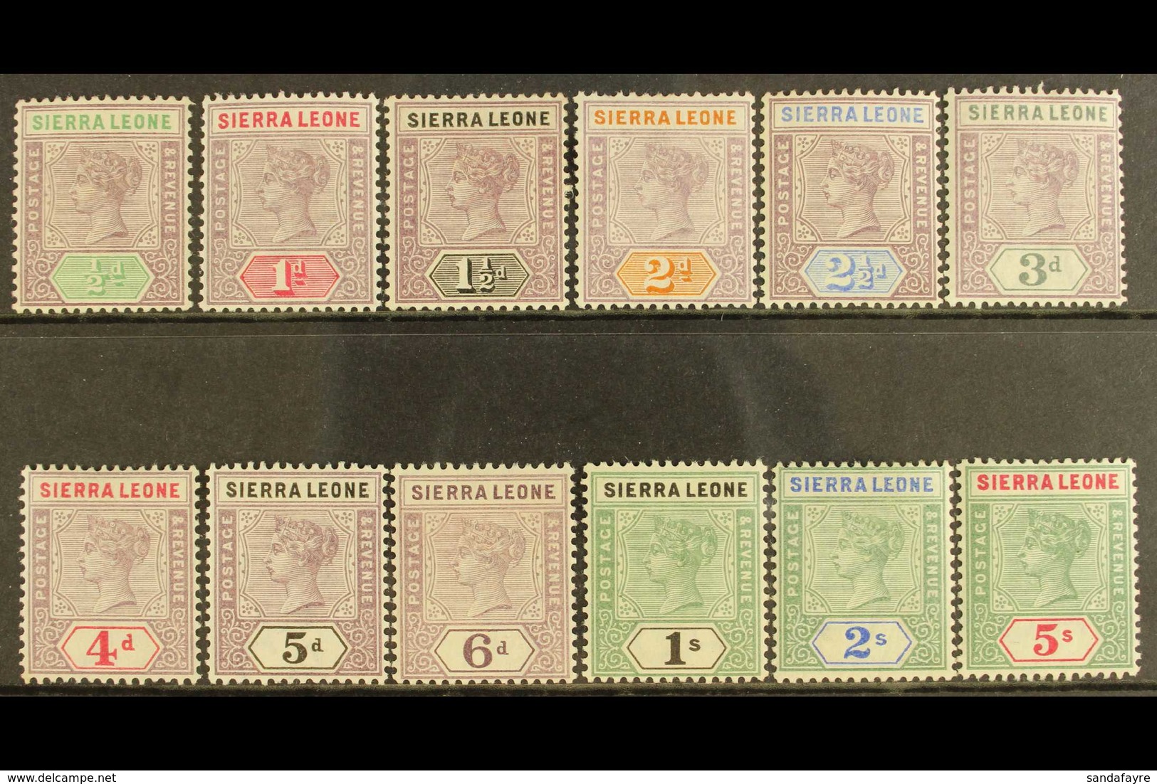 1896-97 Definitive Set Complete To 5s, SG 41/52, Fine Mint. (12 Stamps) For More Images, Please Visit Http://www.sandafa - Sierra Leone (...-1960)