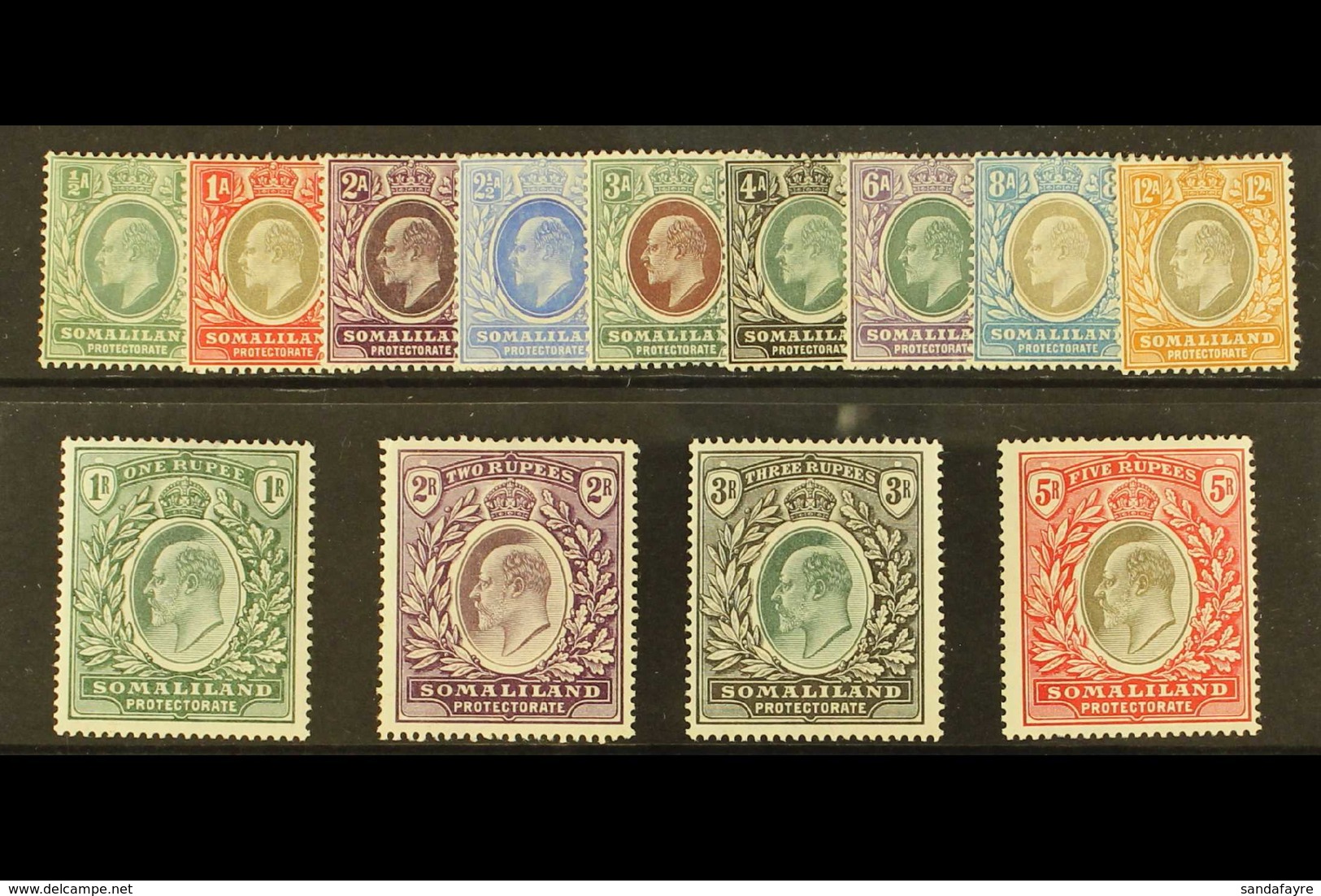 1904 KEVII Complete Set, SG 32/44, Mint, The 1R And 2R With Small Thins, Otherwise Fine And Fresh. (13 Stamps) For More  - Somaliland (Protectorate ...-1959)