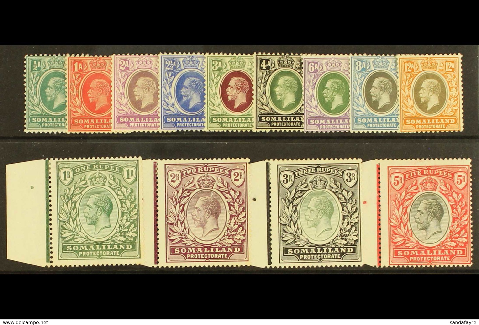 1921 Geo V Set Complete, SG 73/85, Very Fine Mint. 1r To 5r Marginal (13 Stamps) For More Images, Please Visit Http://ww - Somaliland (Protectorate ...-1959)