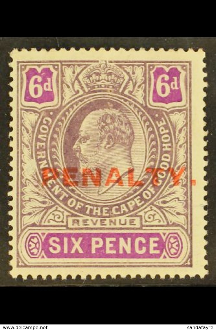 CAPE OF GOOD HOPE REVENUE - 1911 6d Purple & Magenta, Ovptd "PENALTY" Barefoot 2, Never Hinged Mint. For More Images, Pl - Unclassified