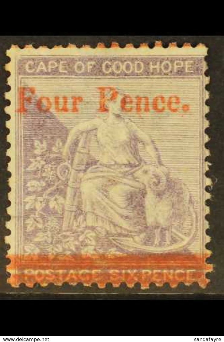 CAPE OF GOOD HOPE 1868 4d On 6d Deep Lilac Surcharge, SG 27, Unused No Gum, Cat £600. For More Images, Please Visit Http - Unclassified