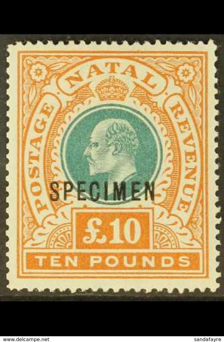 NATAL 1902 £10 Green & Orange, Wmk Crown CC, "SPECIMEN" Overprint, SG 145as, Very Fine Mint. For More Images, Please Vis - Unclassified