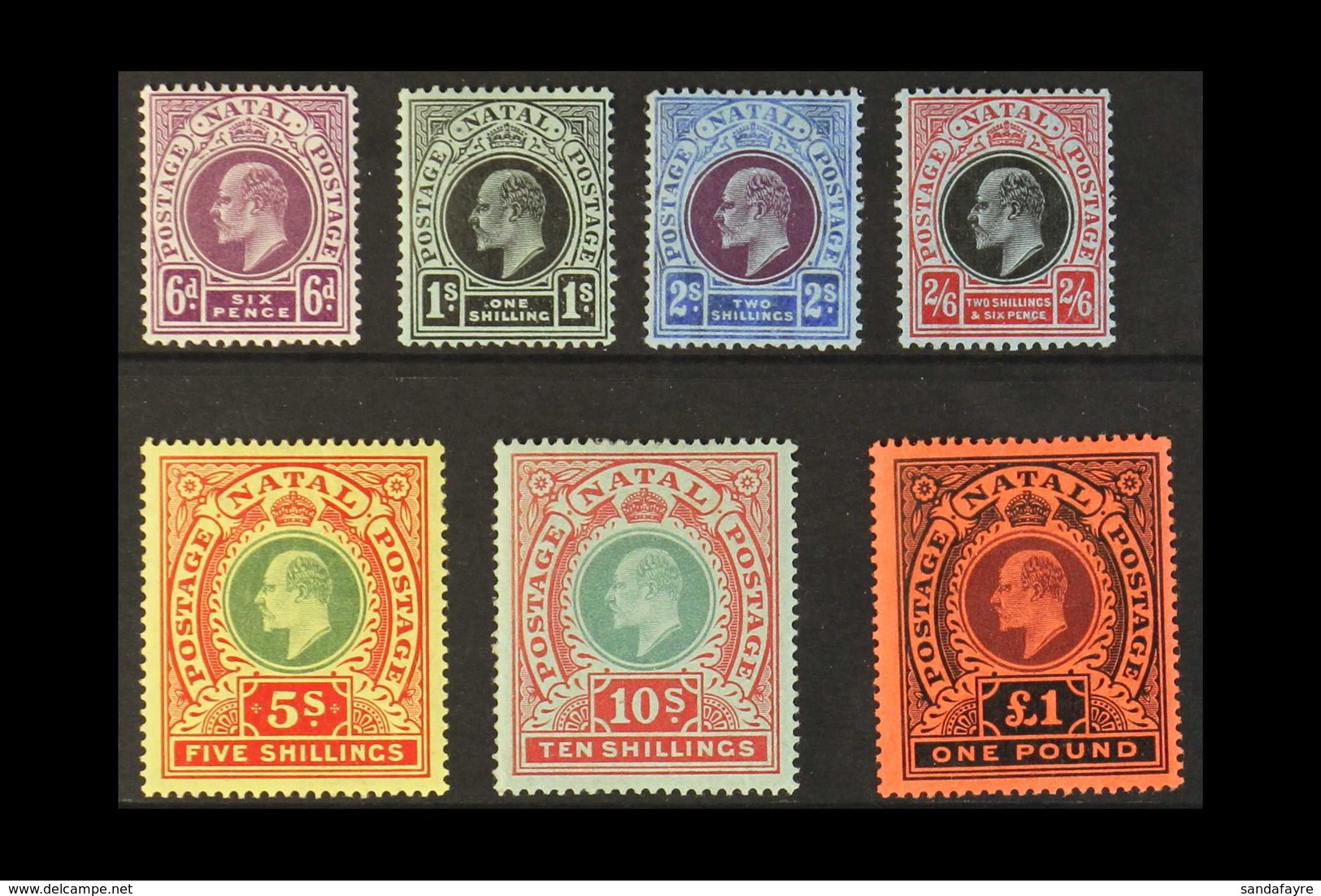 NATAL 1908-09 KEVII Complete Set Inscribed "POSTAGE POSTAGE" SG 165/71, Very Fine Mint (7 Stamps). For More Images, Plea - Unclassified
