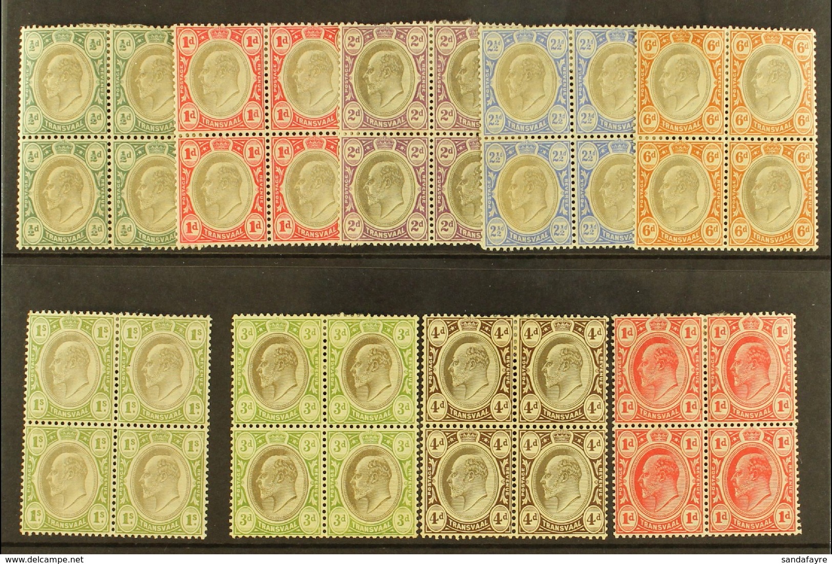 TRANSVAAL 1902-09 Group Of Mint Blocks Of 4, Incl. Wmk Crown CA ½d To 2½d, 6d & 1s, Wmk Mult Crown CA 3d & 4d And 1905-0 - Unclassified