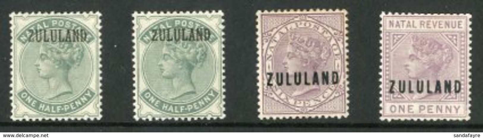 ZULULAND Overprints On Natal 1888 ½d Dull Green With And Without Stop, 1893 6d Dull Purple, And Postal Fiscal 1891 1d, F - Unclassified