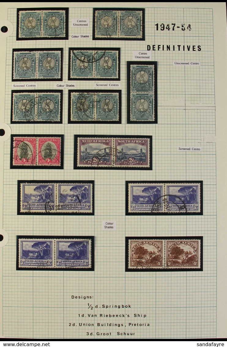 1947-54 FINE USED COLLECTION Basic Set Plus Listed Shades With Both 5s, Also 2s6d "Heatwave" Printing, Plus ½d Tick Flaw - Unclassified