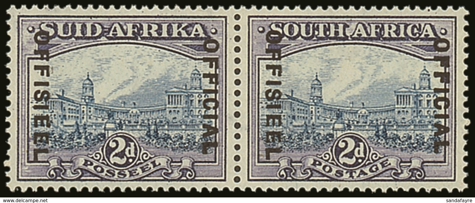OFFICIAL 1935-39  2d Blue And Violet, (SUID-AFRIKA Hyphenated, Overprint Reading Downwards), SG O23, Horiz Pair Very Fin - Unclassified