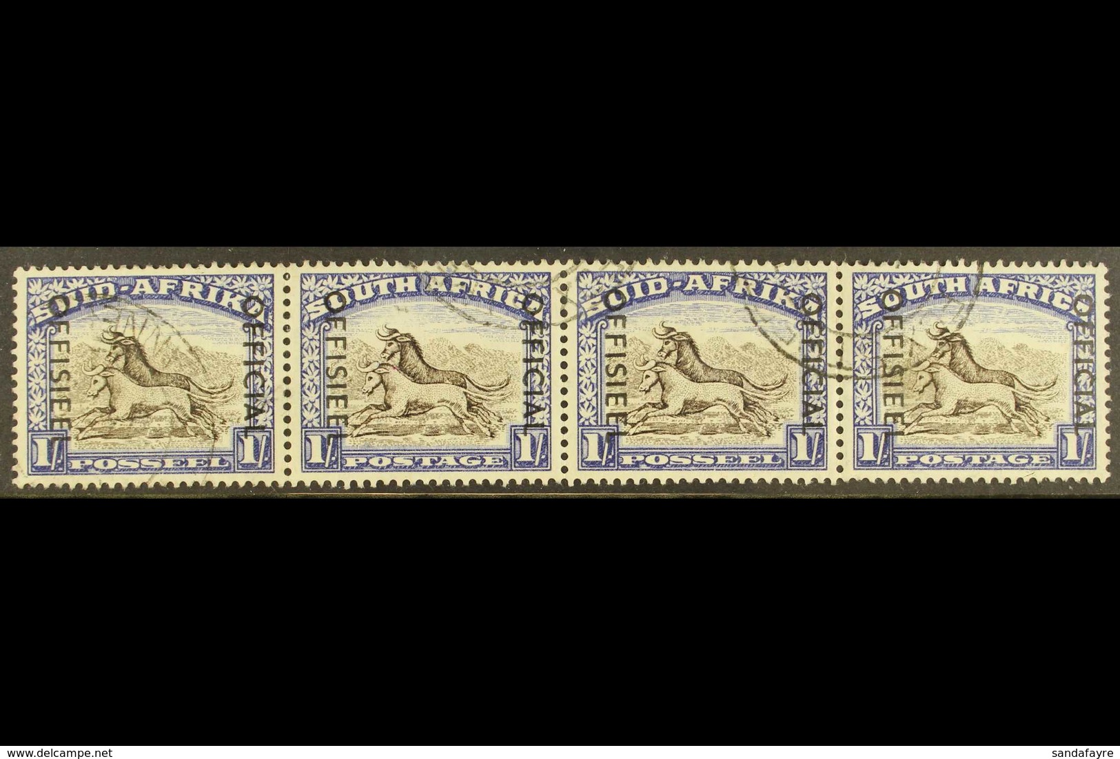 OFFICIALS 1950-54 1s Blackish Brown & Ultramarine Overprint, SG O47a, Fine Cds Used Horizontal STRIP Of 4, Fresh & Very  - Unclassified