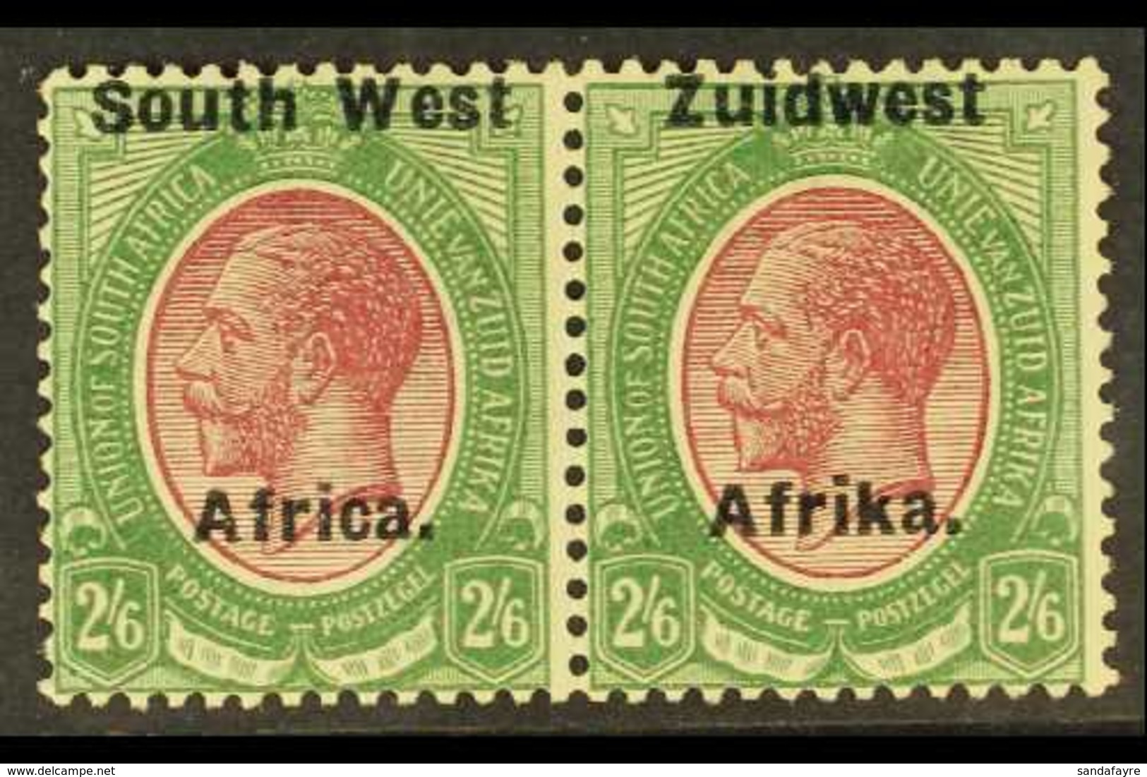 1924 2s6d Purple & Green, SG 28, Very Fine Mint (1 Pair) For More Images, Please Visit Http://www.sandafayre.com/itemdet - South West Africa (1923-1990)
