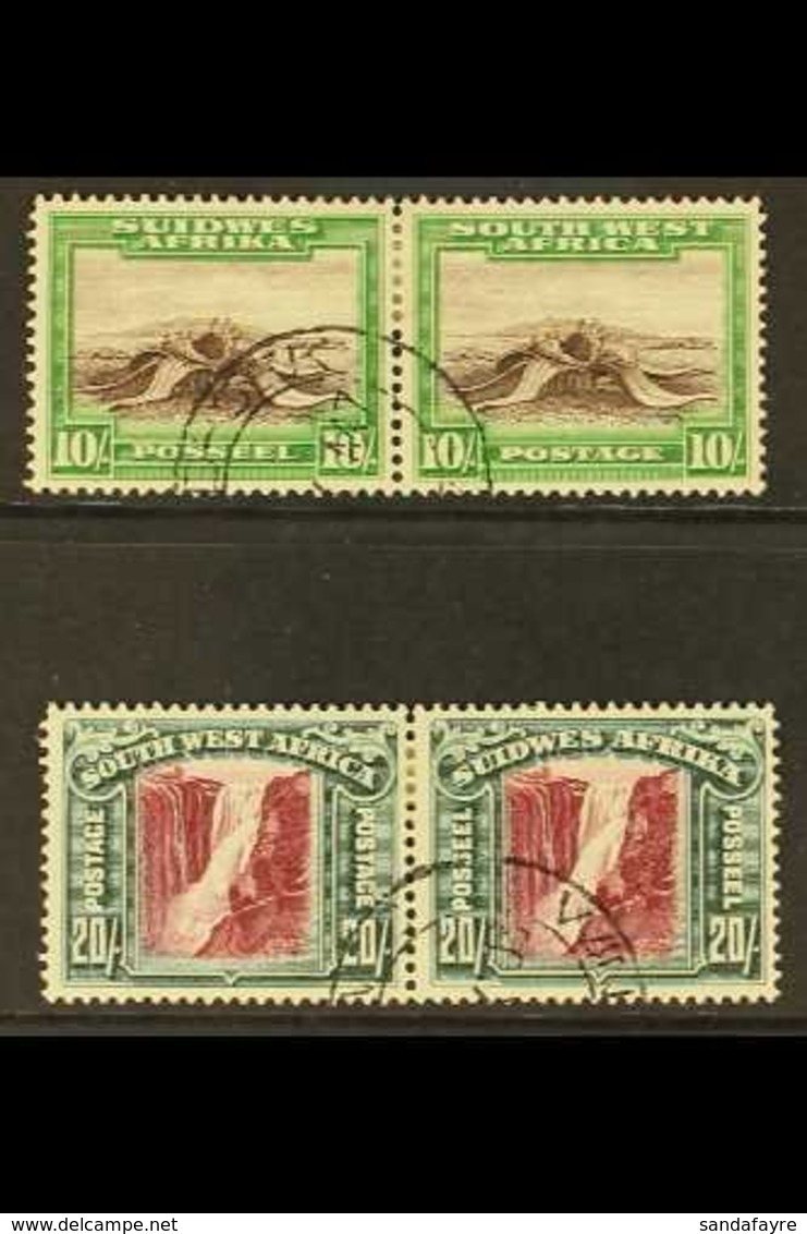 1931 10s Red Brown & Emerald And 20s Lake & Blue Green, SG 84/5, Very Fine Cds Used Pairs (2 Pairs) For More Images, Ple - South West Africa (1923-1990)