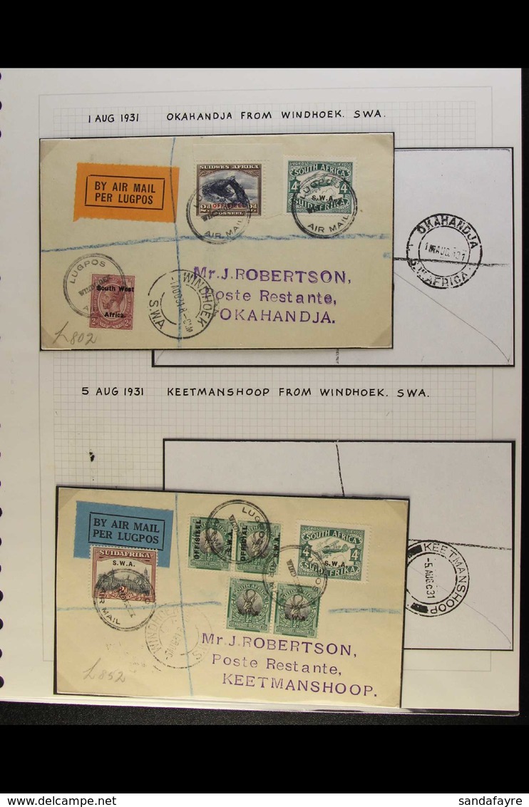 1931 FLIGHT COVERS Nicely Written Up On Album Pages, Featuring Covers Sent To Windhoek To Keetmanshoop, Okahandja & Cape - South West Africa (1923-1990)