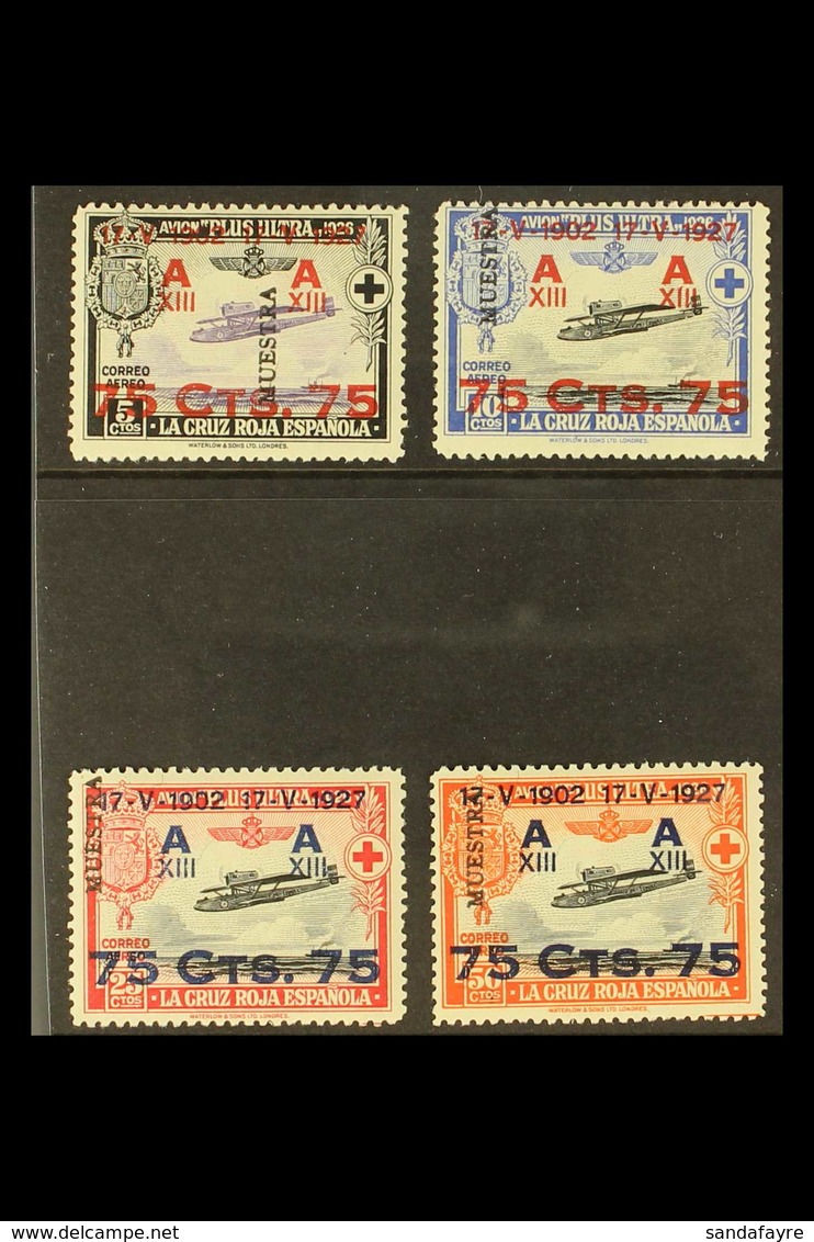 1927 Anniv Of Coronation Surcharges On Red Cross Complete Air Set With "MUESTRA" (Specimen) Overprints In Capital Letter - Other & Unclassified