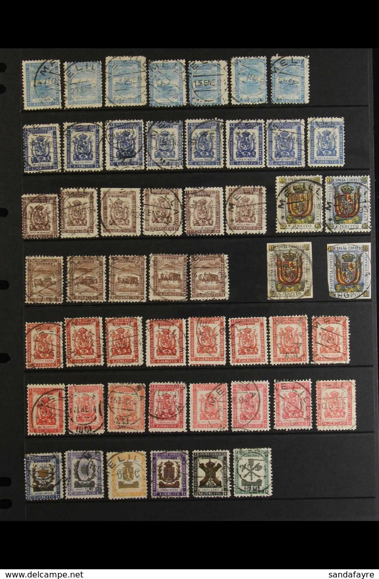 MELILLA LOCAL STAMPS 1894 All Different Collection Of Used Military Franchise Local Issues On A Stock Page, Includes Esc - Other & Unclassified