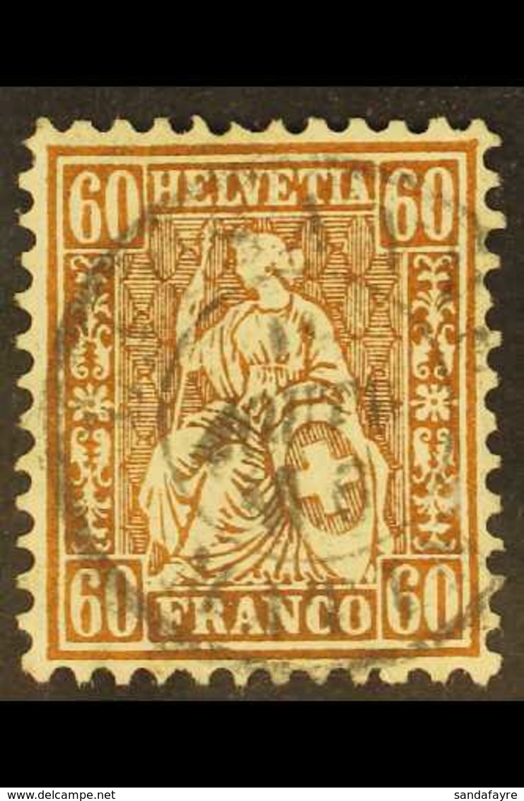 1862-64 60c Copper-bronze "Sitting Helvetia" (SG 59, Mi 27) Fine Used. For More Images, Please Visit Http://www.sandafay - Other & Unclassified