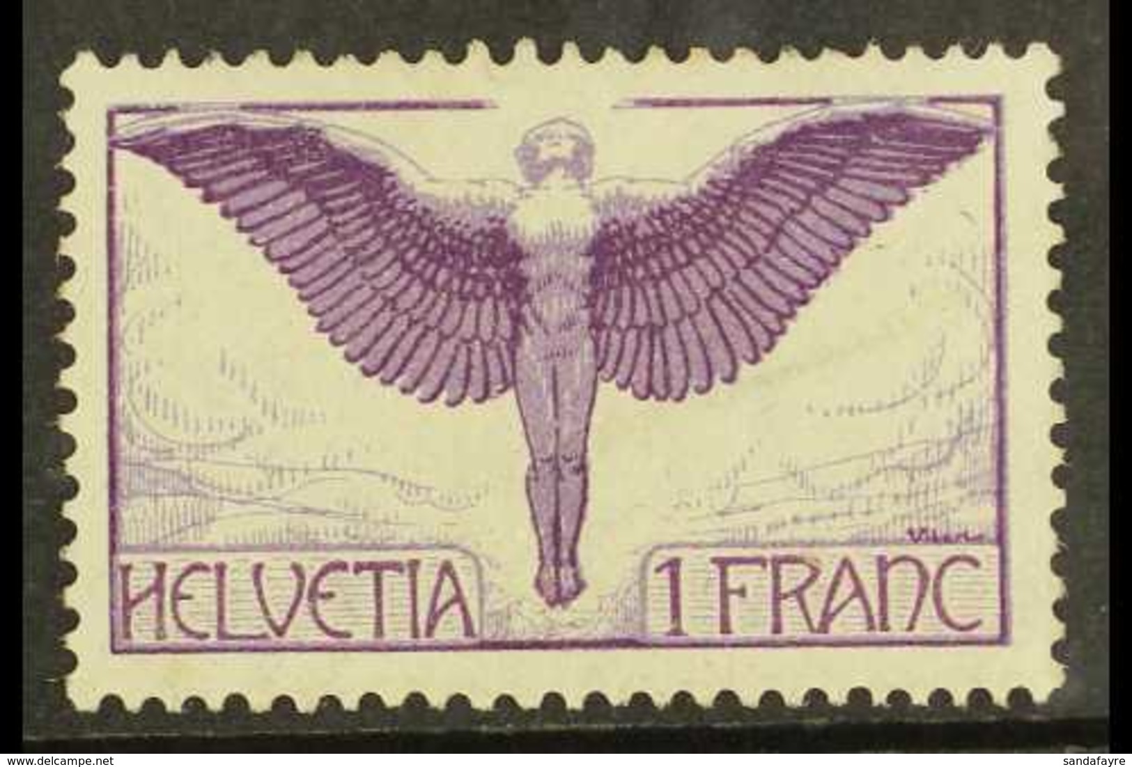 1924 1Fr Dark Violet Icarus, Ordinary Paper, Mi 191x, Never Hinged Mint For More Images, Please Visit Http://www.sandafa - Sonstige & Ohne Zuordnung