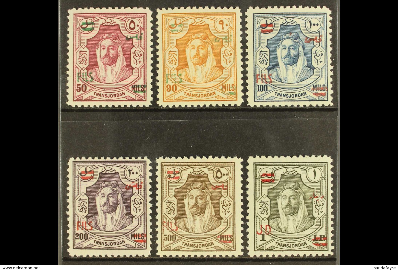 1952 50f On 50m To 1d On £P1 'New Currency' Surcharge High Values, SG 328/33, Never Hinged Mint (6 Stamps) For More Imag - Jordan