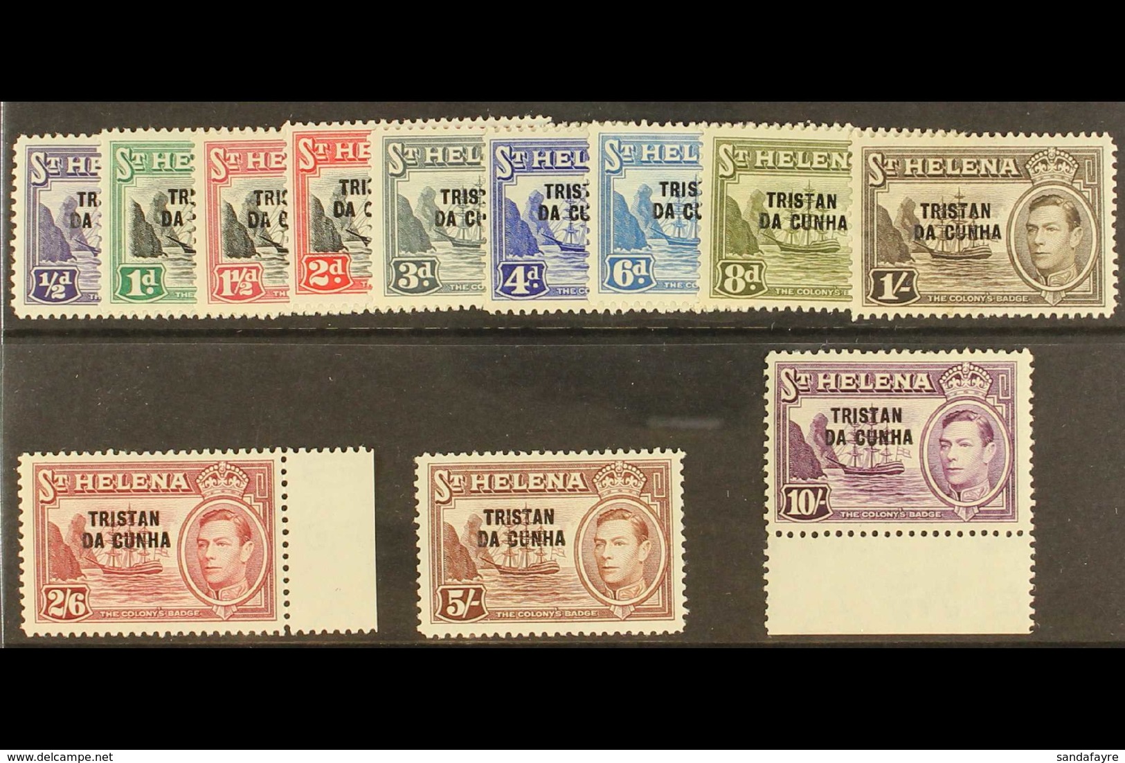 1952 KGVI Definitives Complete Set, SG 1/12, Never Hinged Mint. (12 Stamps) For More Images, Please Visit Http://www.san - Tristan Da Cunha