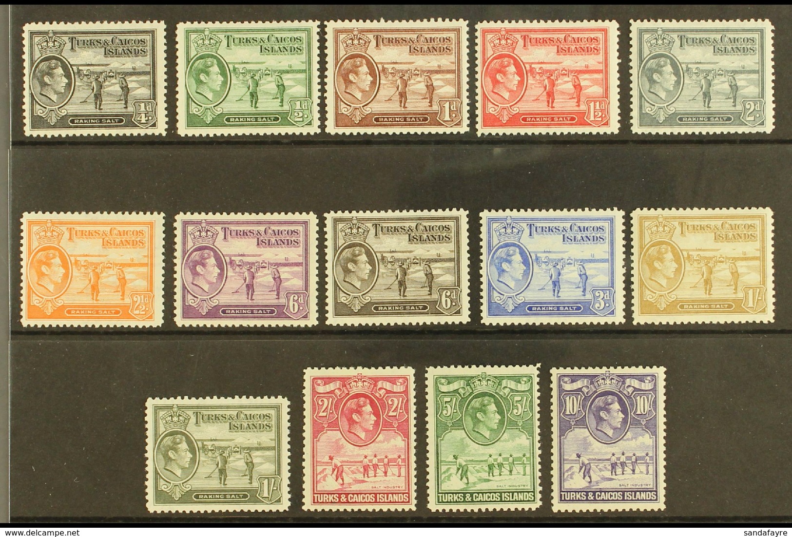 1938-45 Complete Set, SG 194/205, Very Fine Mint, Fresh. (14 Stamps) For More Images, Please Visit Http://www.sandafayre - Turks And Caicos