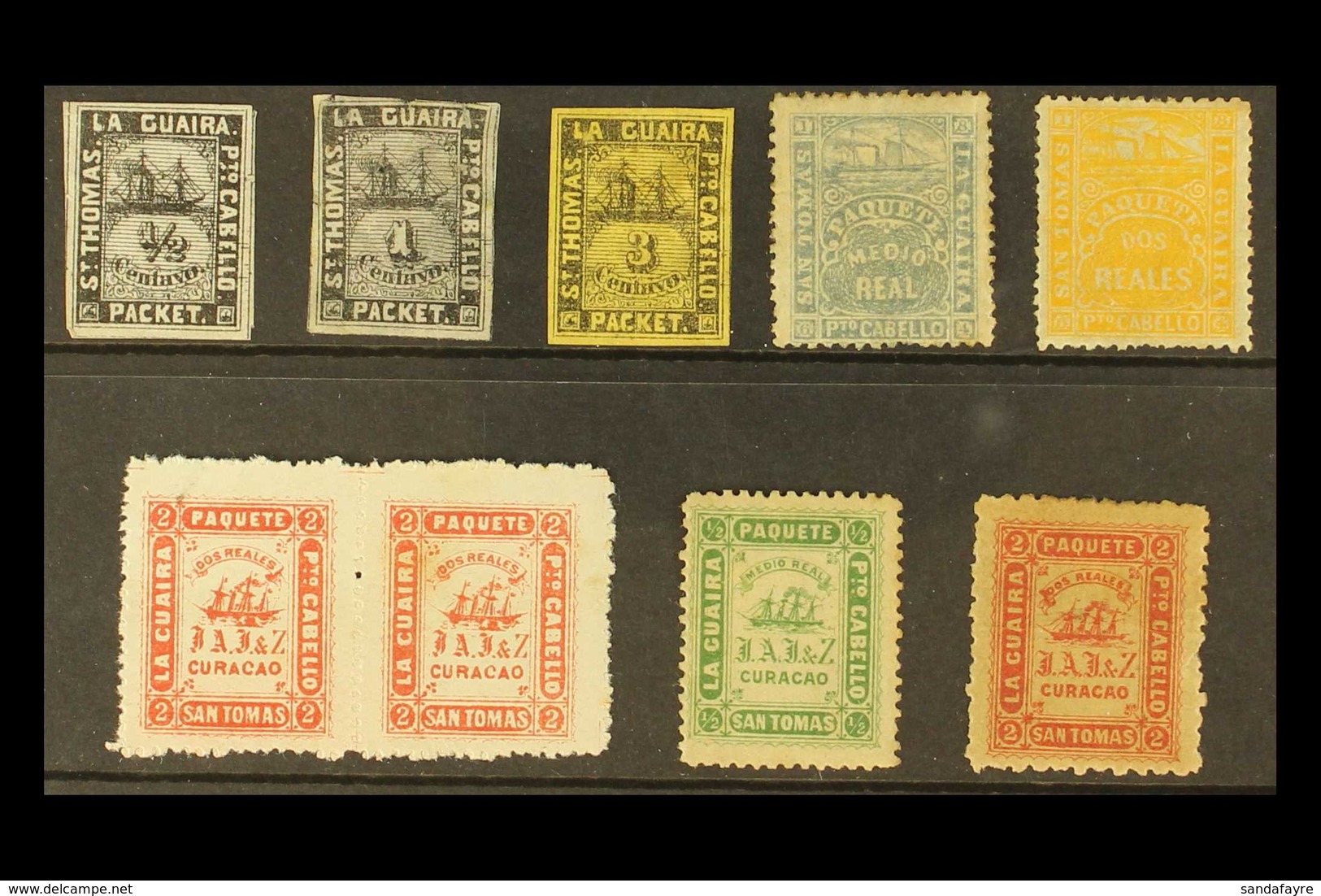 LA GUAIRA 1864-1868 Mint All Different Selection Of Steamship Company Local Stamps On A Stock Card, Mixed Condition As U - Venezuela