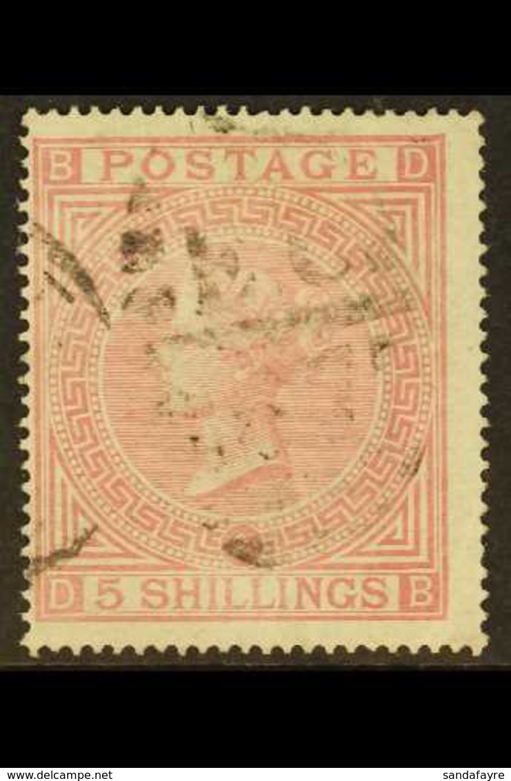 1867-73 5s Pale Rose, Watermark Maltese Cross, Plate 2, SG 127, Good Used With Light Cancel And Full Perfs. For More Ima - Other & Unclassified